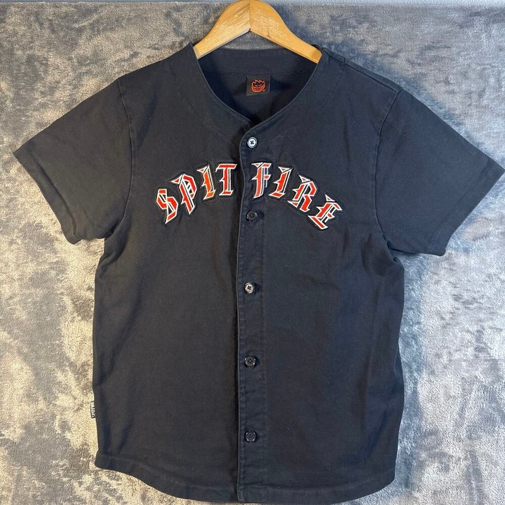 Skate x Streetwear x Spitfire Wheels Old English Baseball Jersey Medium Black